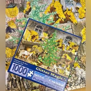 Bits and Pieces Glitter Magic Christmas in the Barn 1000 Piece Puzzle